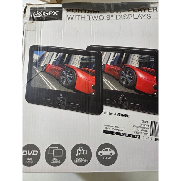 GPX Portable DVD Player With Two 9" Displays & Remote Control - Picture 3 of 6